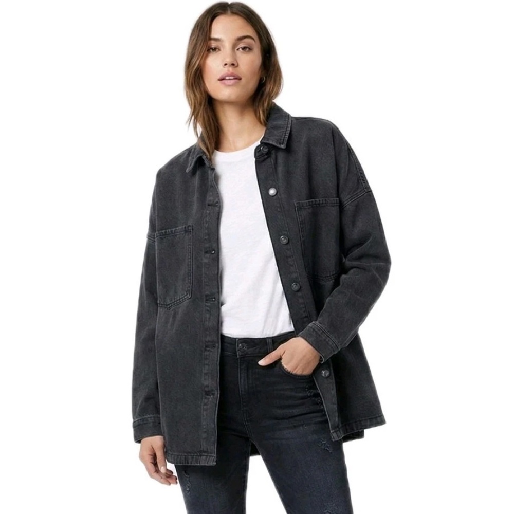 HUDSON Black Oversized Denim Jacket Women's M